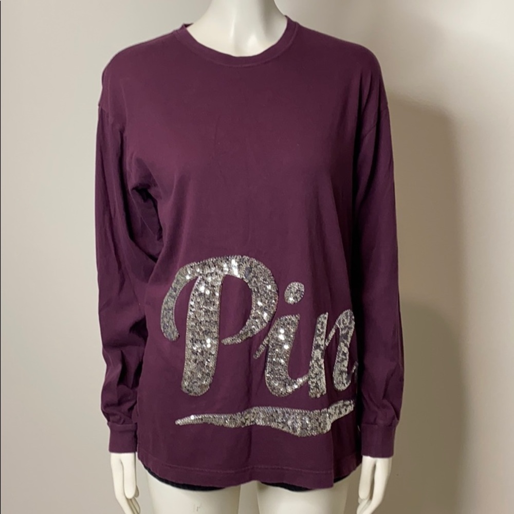 VICTORIA’S SECRET PINK Maroon Silver Sequin Top